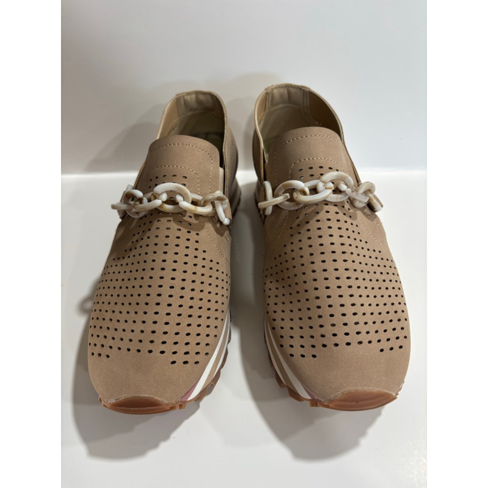Emi Kay Upper Deck Beige Perforated Loafers, NWOT Women’s Size 9.5